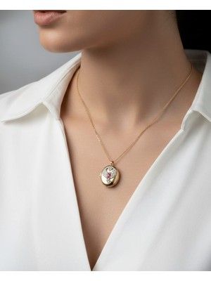 Çelik Kadın Gold Zirkon Renkli Taşlı Alya Anka Kolye