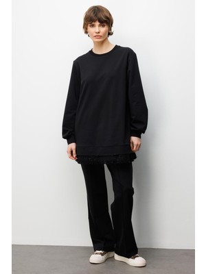 Micca Şnl Garni Detaylı Örme Pantolon Kombinli Takım-Siyah