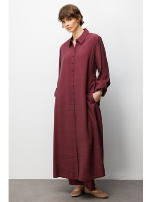 Micca Soft Modal (elbise) Tunik ve Pantolon Kombin Takım-Bordo