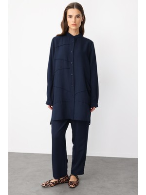 Micca Vys Nervur Detaylı Ipekçe Doku Alt ve Üst Kombin Takım-Laci