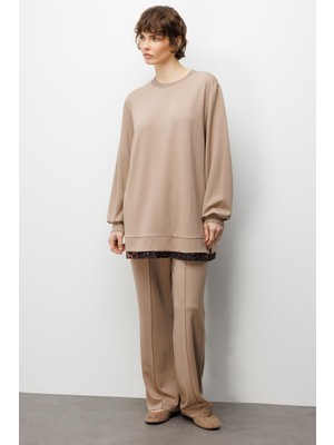 Micca Leo Garni Detaylı Örme Pantalon Kombinli Takım-Taş