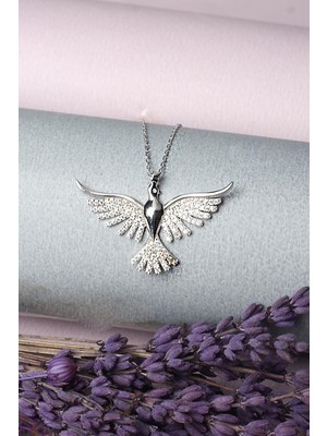 By Barun Kuş Kolye Zirkon Taşlı 925 Ayar Gümüş Kolye