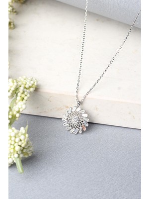 By Barun Yuvarlak Kolye Baget Taşlı 925 Ayar Gümüş Kolye