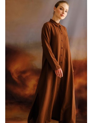 Micca Nouvo Set Ipekçe Doku Kap/elbise - Pantalon Takım-Kahve