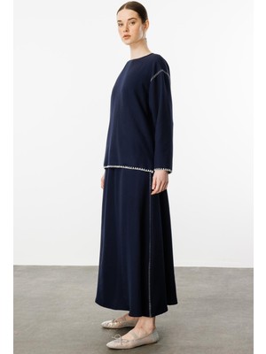 Micca Kenar Nakış Detaylı Ipekçe Doku Spor Etek Tunik Kombin Takım-Laci