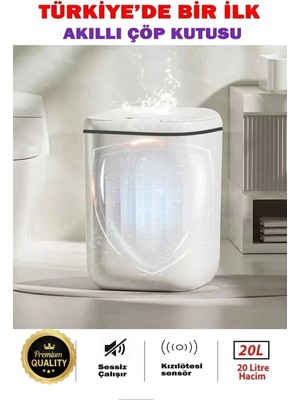 Eco Lounge Akıllı Teknolojik Çöp Kutusu Otomatik Sensörlu Çöp Tenekesi Pilli Çöp Kovası 20L