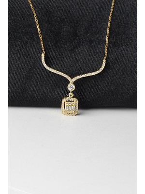 By Barun Baget Kolye Zirkon Taşlı 925 Ayar Gümüş Zincir Kolye