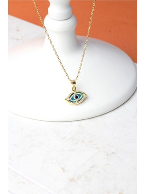 By Barun Nazar Boncuklu Mavi Göz Gümüş 925 Ayar Kolye