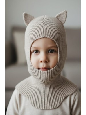 Meriç Bebe Kedi Kulaklı Kışlık Balaklava Bebek Bere Kar Maskesi