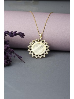 By Barun Dualı Ayetel Kürsi Gümüş Kolye 925 Ayar Zirkon Taşlı Kolye