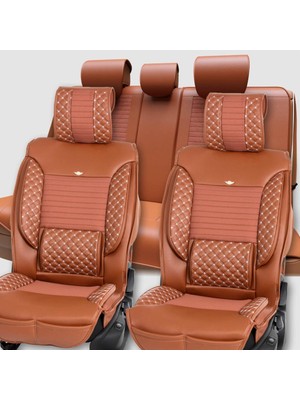Castor Otomotiv Honda Legend Uyumlu Ön Arka 5 Li Set Barosa Serisi Deri Oto Koltuk Kılıfı Tarçın Renk Cstr