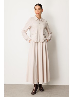 Micca Soft Örme Modal Etek ve Ceket Kombinli Takım-Taş