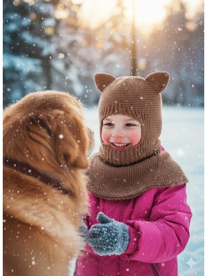 Meriç Bebe Kedi Kulaklı Kışlık Balaklava Bebek Bere Kar Maskesi