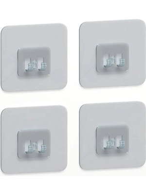 Tasarım Evi 7x7 cm Süper Güçlü Yapışkanlı Banyo Askısı Yedek 4 Adet Sticker Raf Tutucu Askı