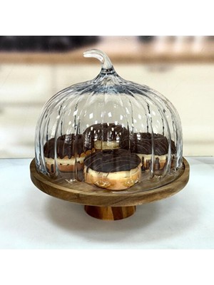 Welcomein Terry Akasya Standlı Cam Kek Fanusu 31 cm Tkebt Tek Renk