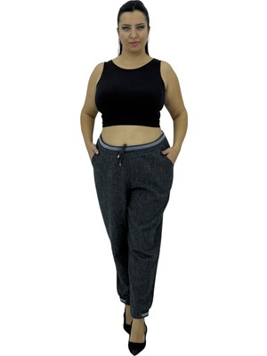 Motivation Büyük Beden Gabardin Mom Lastikli Yüksek Bel Paça Detaylı Kadın Pantolon Türk Malı
