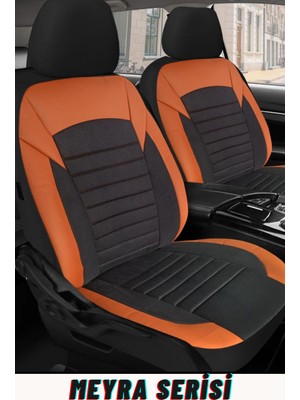 Trobus Renault Clio 4 Sport Tourer 2013 ve Sonrası Uyumlu Meyra Serisi Taba Oto Koltuk Kılıfı Seti – Tay Tüyü, Deri Detay, Cepli