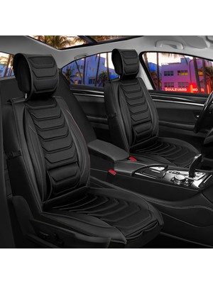 Castor Otomotiv Toyota Corolla Yeni Uyumlu Ön Arka 5 Li Set Miami Serisi Deri Oto Koltuk Kılıfı Tam Siyah Renk Cstr