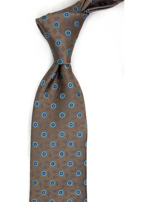 Kravatkolik Zona Style Kahve Puantiye Desen Italyan Ipek Kravat İK2300