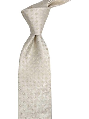 Kravatkolik Brossa Style Bej Motif Desen Italyan Ipek Kravat İK2260