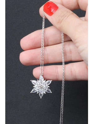 By Barun Yıldız Kolye Baget Silver Beyaz 925 Ayar Gümüş Zincir Kolye