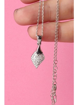 By Barun Damla Kolye Zirkon Taşlı 925 Ayar Gümüş Kolye