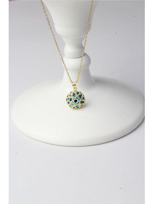 By Barun Nazar Boncuğu Yuvarlak Mavi Göz 925 Ayar Gümüş Kolye