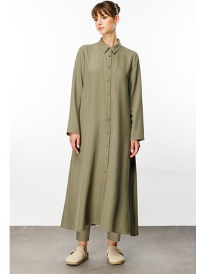 Micca Nouvo Set Ipekçe Doku Kap/elbise - Pantalon Takım-Haki
