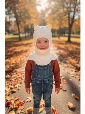 Meriç Bebe Kedi Kulaklı Kışlık Balaklava Bebek Bere Kar Maskesi