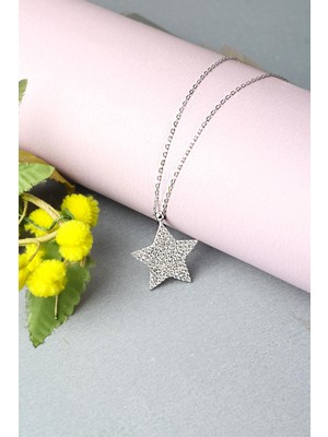 By Barun Yıldız Kolye 925 Ayar Kolye Zincir Zirkon Taşlı Kolye