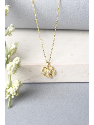 By Barun Yonca Kolye Gümüş Zirkon Taşlı 925 Ayar Gümüş Kolye