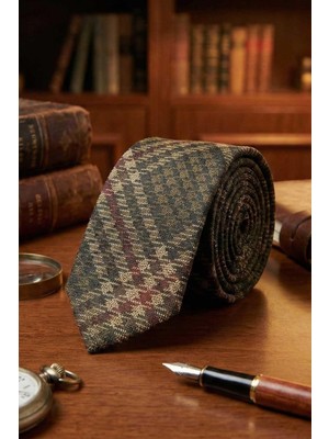 Kravatkolik Mulino Style Kahve Ekose Desen Italyan Ipek Kravat İK2227