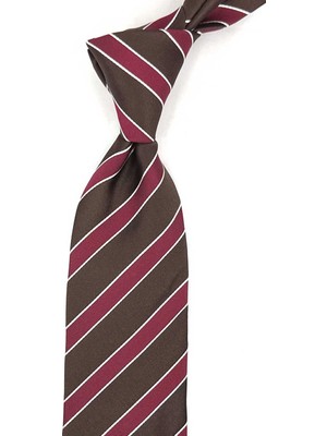 Kravatkolik Prunelli Style Kahve - Bordo Italyan Ipek Kravat İK2107