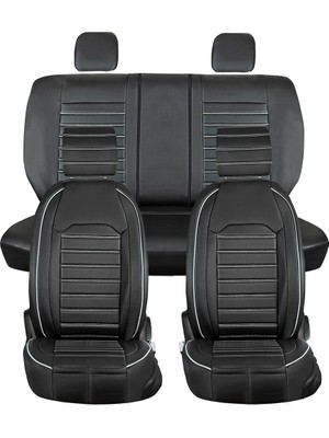 Castor Otomotiv Nissan Country Uyumlu Ön Arka 5 Li Set Kuveyt Serisi Deri Oto Koltuk Kılıfı Siyah Beyaz Renk Cstr