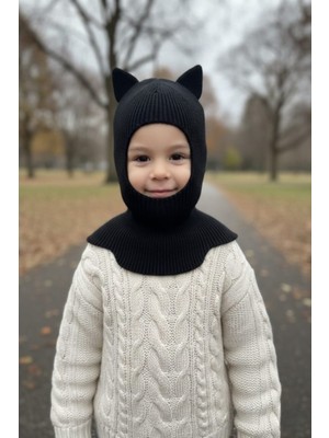 Meriç Bebe Kedi Kulaklı Kışlık Balaklava Bebek Bere Kar Maskesi