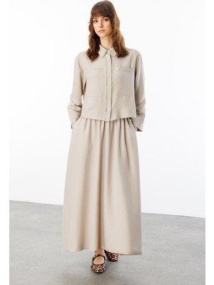 Micca Özel Tasarım Rahat Ipekçe Kumaş Spor Zamansız Etek Kombinli Takım-Taş