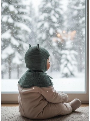 Meriç Bebe Kedi Kulaklı Kışlık Balaklava Bebek Bere Kar Maskesi