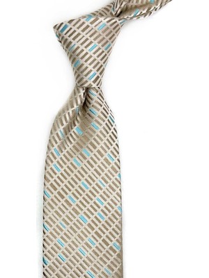 Kravatkolik Pedoldrado Style Bej Çizgi Desen Italyan Ipek Kravat İK2280