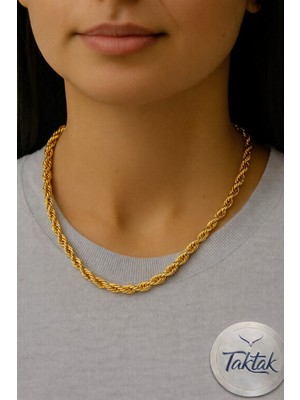 Taktak Altın Renk Burgu Kolye 45 Cm. Unisex Çelik Kolye