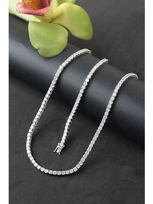 By Barun Su Yolu Gümüş Gerdanlık Set Kolye Bileklik 925 Ayar Gümüş Silver Beyaz Zirkon Taşlı Özel Günler Için Düğün Kına Nişan Abiye Set