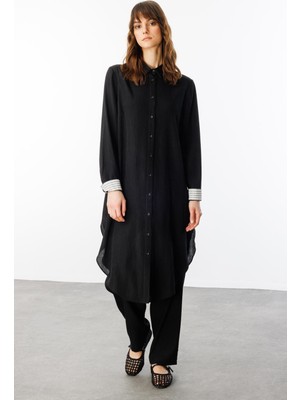 Micca Santi Garni Detaylı Pantalon Kombinli Takım-Siyah