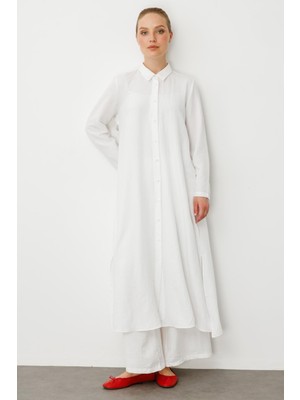 Micca Nouvo Set Ipekçe Doku Kap/elbise - Pantalon Takım-Beyaz