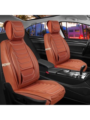 Castor Otomotiv Nissan Country Uyumlu Ön Arka 5 Li Set Miami Serisi Deri Oto Koltuk Kılıfı Tarçın Renk Cstr
