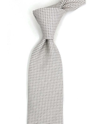 Kravatkolik Basilio Style Bej Nokta Desen Italyan Ipek Kravat İK2302