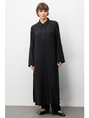 Micca Soft Modal (elbise) Tunik ve Pantolon Kombin Takım-Siyah