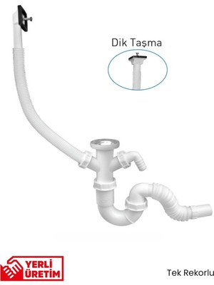 Gama S Evye Sifonu Taşmalı Körüklü Derin Dik Taşma Mutfak Gideri