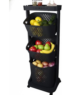 Titiz Tekerlekli Çok Amaçlı Kat Kat Sebzelik ve Mutfak Düzenleyici Raf
