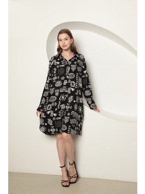 MK Beykoz Desenli Gömlek Elbise