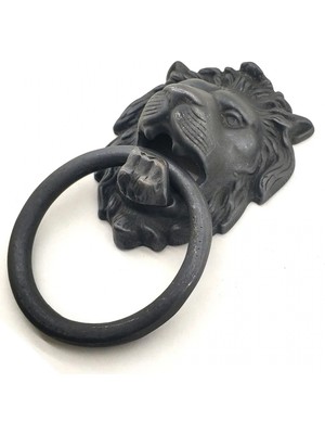 Eco Lounge Antika Tarz Dekoratif Pirinç Aslan Kapı Tokmağı, Taktak - 102X130 Mm, Oksit