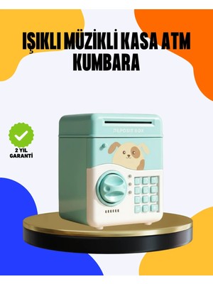 Argesco Mühendislik Çocuklar Için Su Yeşili Atm Kasa Tasarımlı Şifreli Kumbara